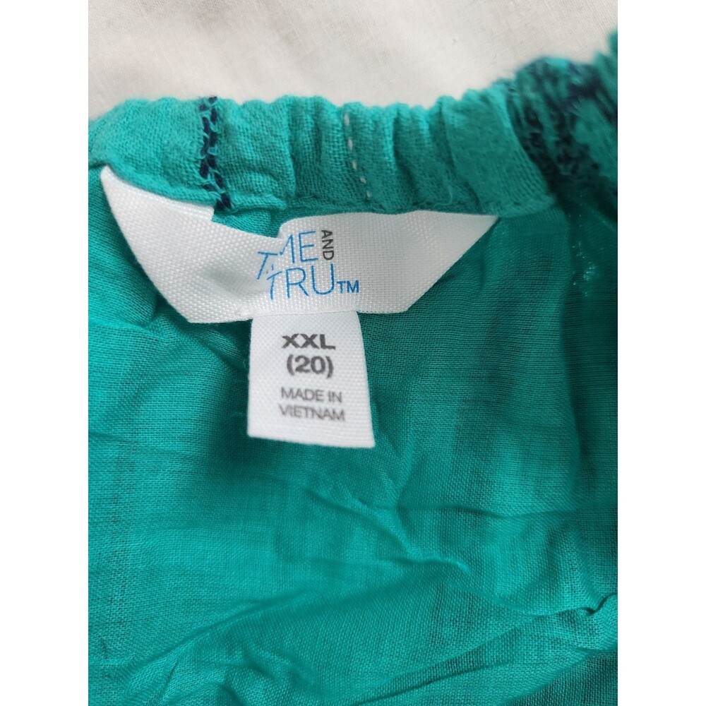 Time & Tru Womens Sz XXL 20 Tiered Green Striped Maxi Dress Tassel Lined Cotton - Picture 5 of 8